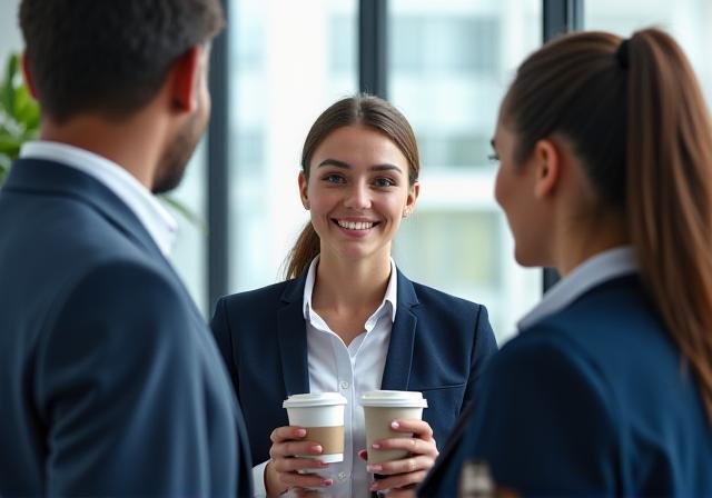 Professionals networking at a finance conference