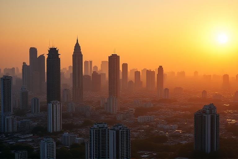 Modern urban skyscrapers